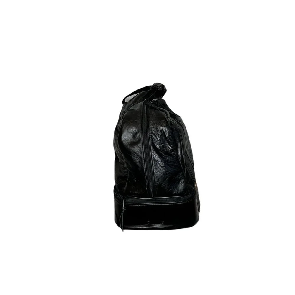 Belding Sports Vintage 1970's Custom Grain Black Leather Golf Gym Tote Bag